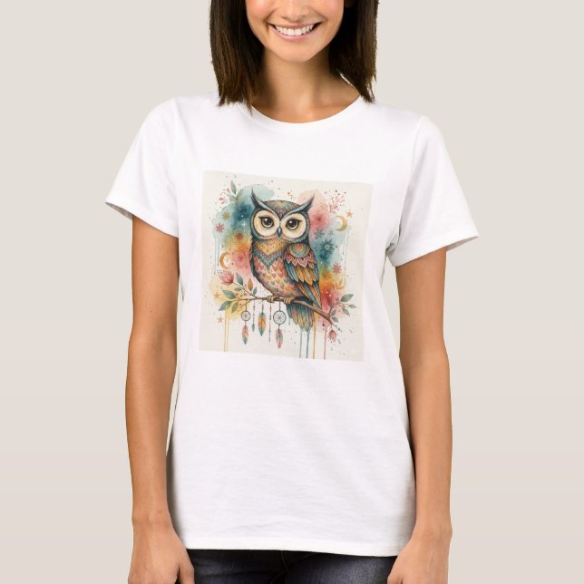 owl boho women T-Shirt (Devant)