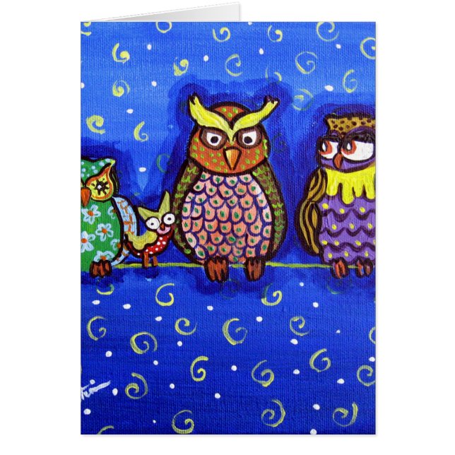 Owl Get Together Fun Folk Art (Devant)