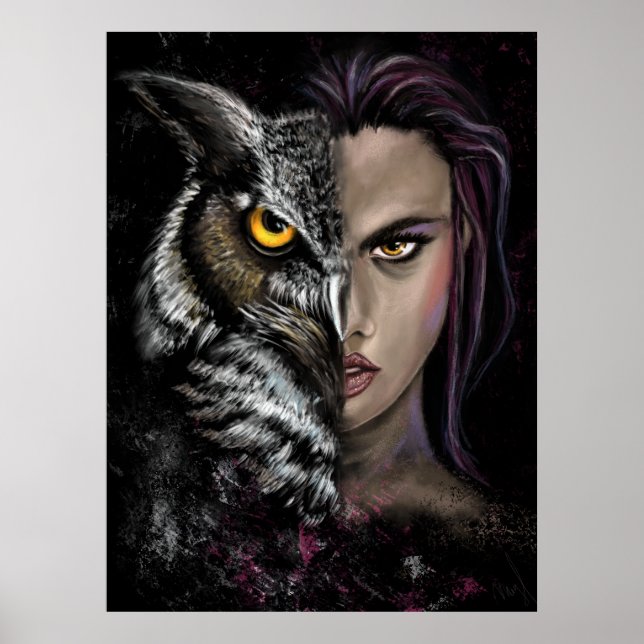 Owl Girl - Emotion Collection Poster - Peinture (Devant)
