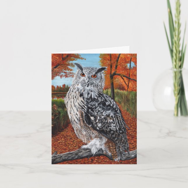 Owl in Autumn Forest Fine Art  (Devant)