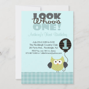 Owl Look Who's One Birthday Invitation