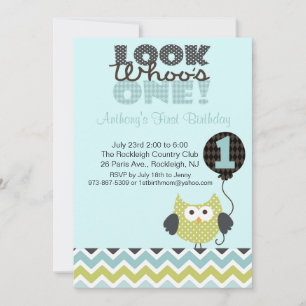 Owl Look Who's One Birthday Invitation