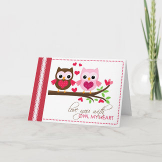 Owl Love sur la carte de voeux / carte de note de