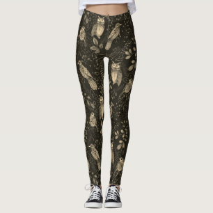 Owl Nature Oiseaux Art en Leggings Brown