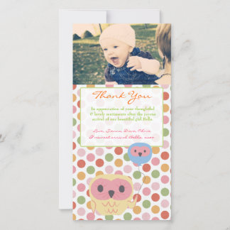 Owl Thank You Note Bébé Modèle photo fille