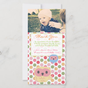 Owl Thank You Note Bébé Modèle photo fille