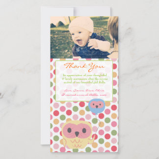 Owl Thank You Note Bébé Modèle photo fille