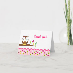 Owl Thank You Note Cartes filles
