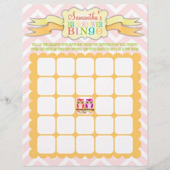 Owl Twins - Baby shower Bingo & Nom Scramble (Devant)