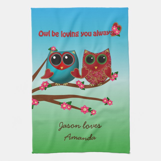 Owl vous aime Serviette à main (Vertical)