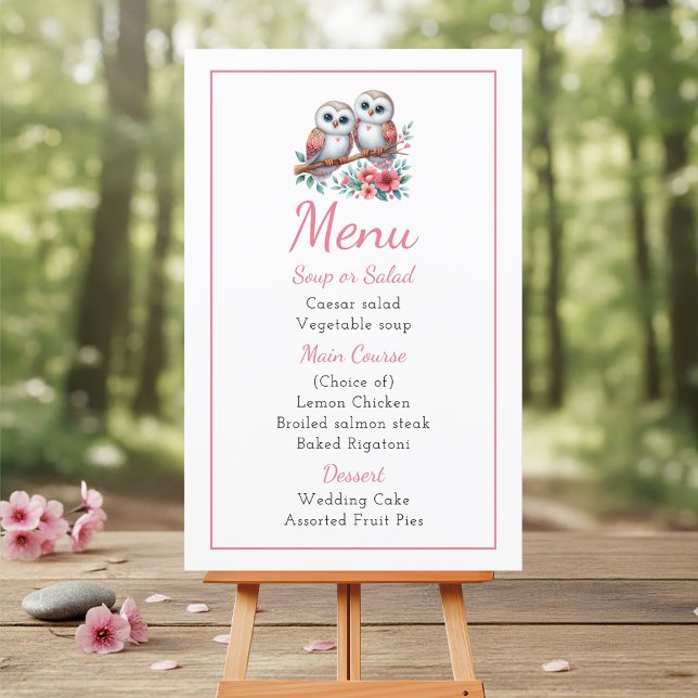 Owl Woodland Boho Rustic Country Wedding Menu (Créateur téléchargé)