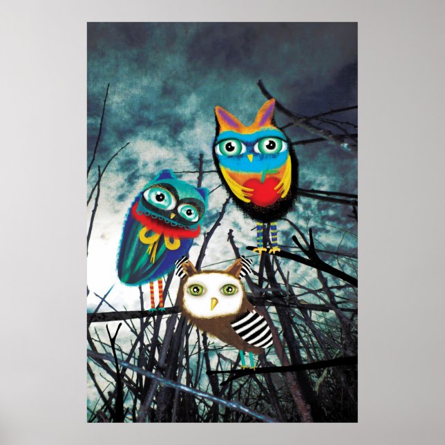 Owls Woodland Poster (Devant)