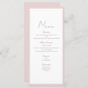 Oyster Pink & Gold Modern Minimal Mariage Menu