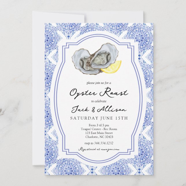 Oyster Roast Invitation Oyster Roast couple douche (Devant)
