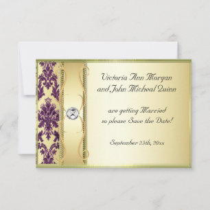 P1 Gold Purple Damask Enregistrer la carte Date