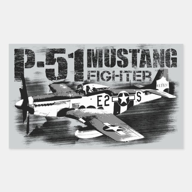 P-51 Stickers Rectangle de Mustang (Devant)