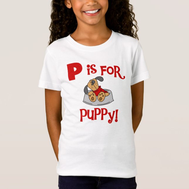 P est pour des T-shirts et des cadeaux de chiot (Devant)