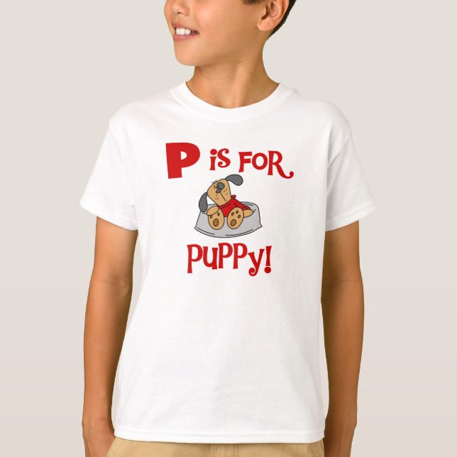 P est pour des T-shirts et des cadeaux de chiot (Devant)