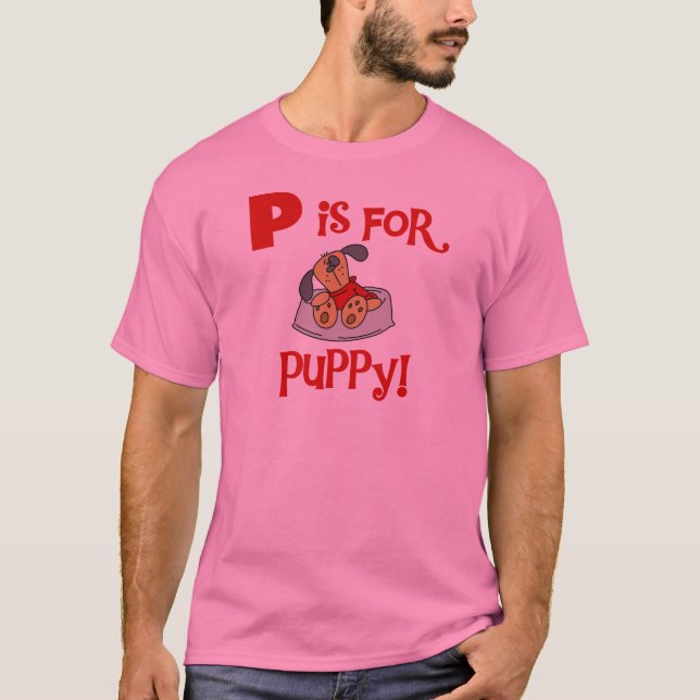 P est pour des T-shirts et des cadeaux de chiot (Devant)