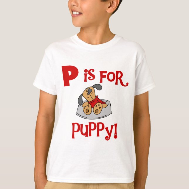 P est pour des T-shirts et des cadeaux de chiot (Devant)