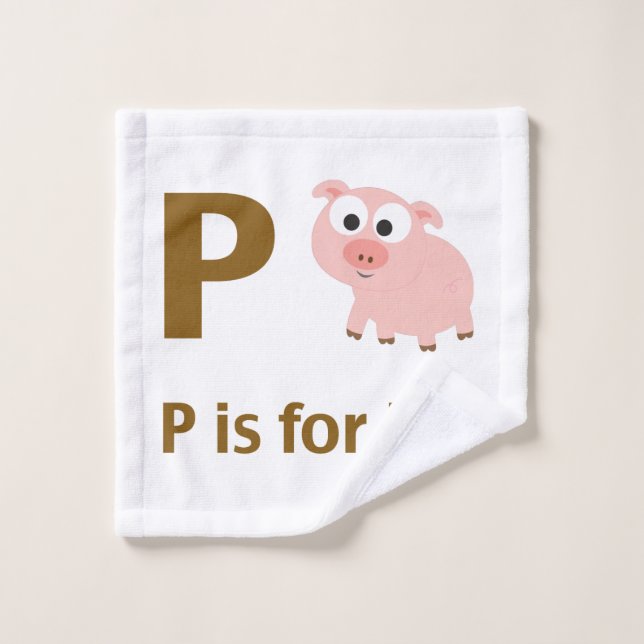 P est pour le cochon (Gant de toilette)