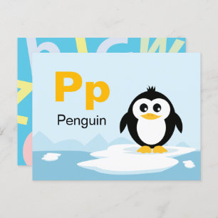 P est pour Penguin - Carte Flash Alphabet