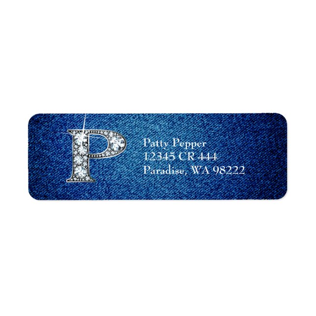 P Faux Diamond sur étiquette d'adresse de retour D (Devant)