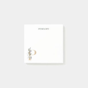 P Monogramme Floral Notes post-it personnalisées