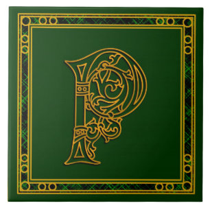 P Monogramme "Irish Gold on Green" Carreaux en cér