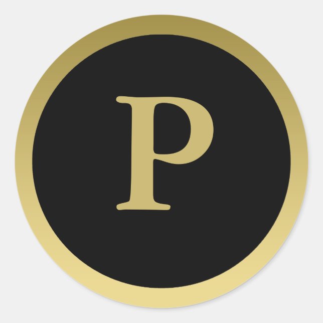 P :: Stickers Monogram P Elegant Gold et Black (Devant)