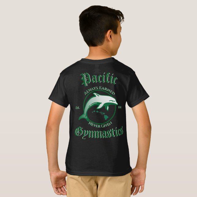 Pacific Gymnastique enfants t-shirt noir (Dos entier)