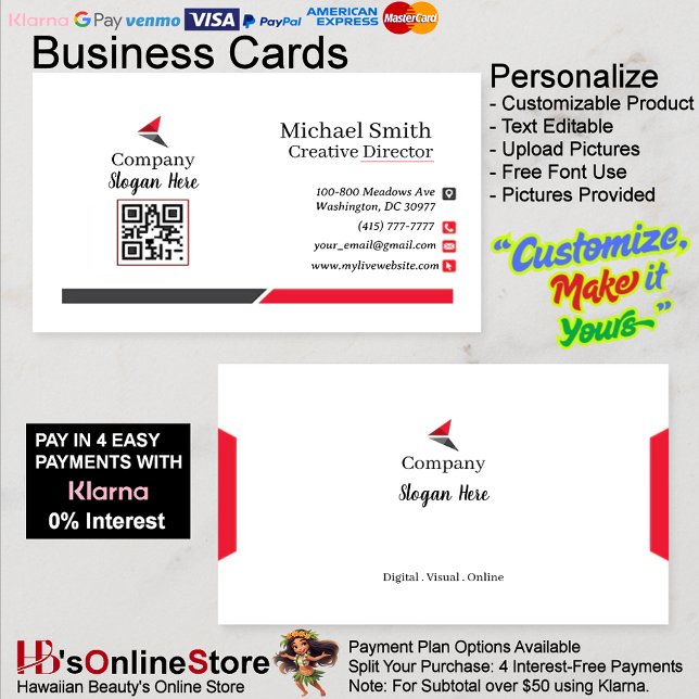 Pack 3 Carte de visite rouge et noir de 100 (Red & Black Business Cards 3 Pack of 100.)