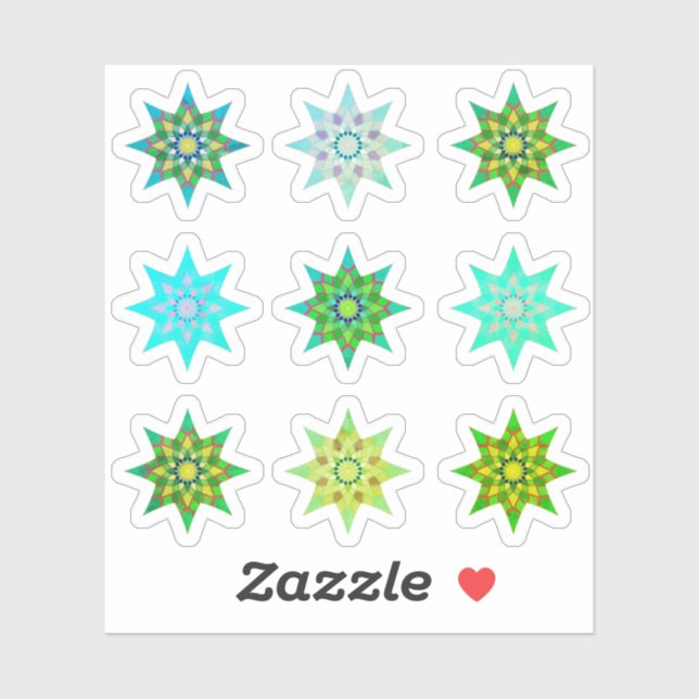 Pack autocollant coloré Green Christmas Stars (Feuille)