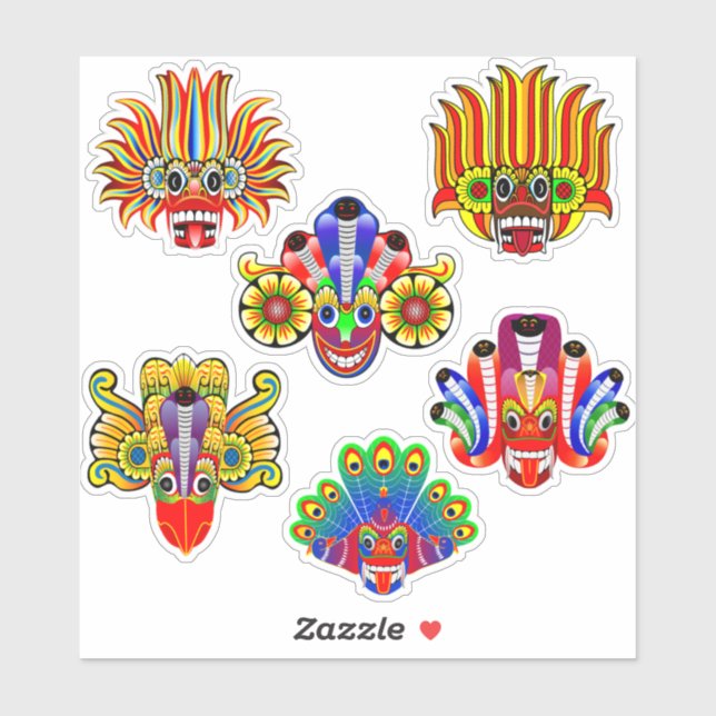 Pack autocollant traditionnel de démon/yaka (Feuille)