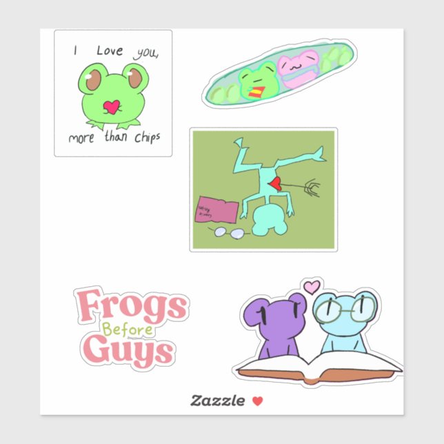 Pack autocollants 2026 grenouille Saint-Valentin (Feuille)
