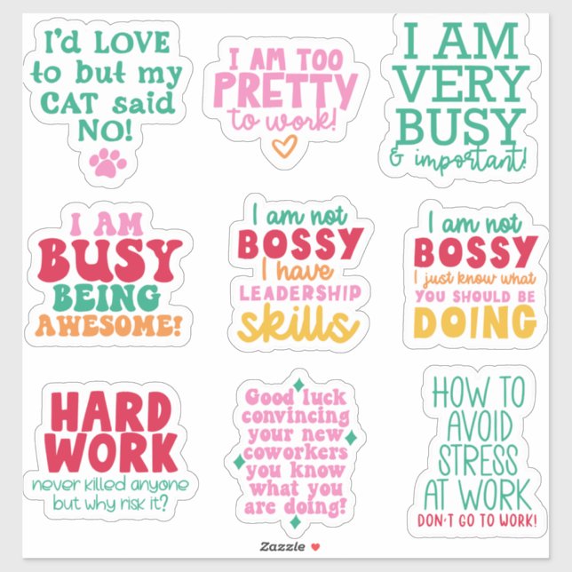Pack Bundle Funny Office Sticker motivation (Feuille)