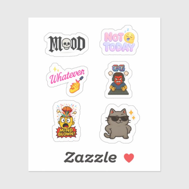 Pack d'autocollants - 5 autocollants emoji texte c (Feuille)