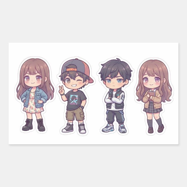 Pack de 4 autocollants mignons Kawaii Adorable Chi (Devant)