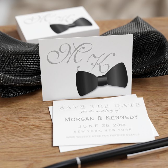 Pack de faire-part de mariage à nœud papillon Smok (Add you details to these cost effective mighty business card sized bow tie Save the Dates)