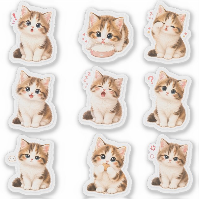 Pack de Stickers Gatito Tierno y Expresivo (Devant)