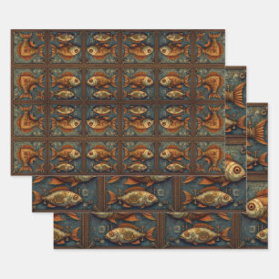 Pack papier 572 Poissons Steampunk