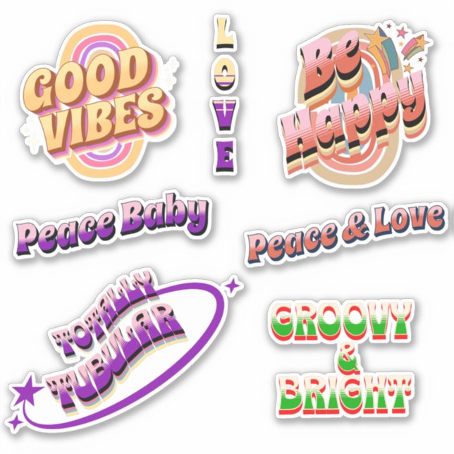 Pack Sticker Good Vibes super, Retro (Devant)