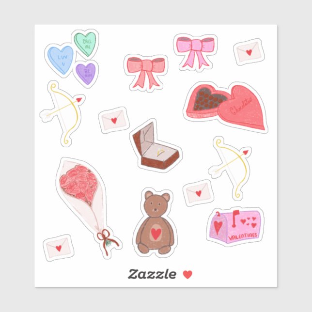 Pack Sticker Planner, Valentine esthétique (Feuille)