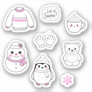 Pack Stickers hiver rose