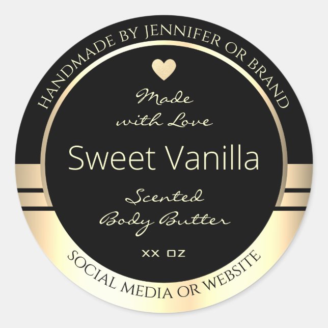 Packaging de produits de luxe Étiquette Noir et Or (Devant)