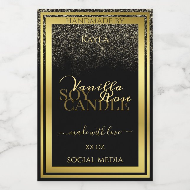 Packaging de produits de luxe Étiquette Noir et Or (Étiquettes simples)