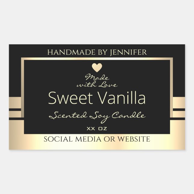 Packaging de produits de luxe Étiquette Noir et Or (Devant)