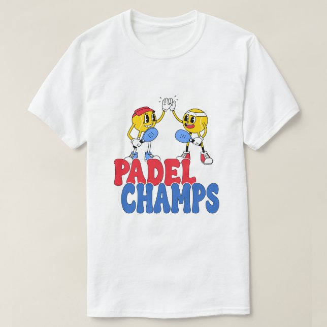 Padel Champs | Retro Cartoon Sports High 5 T-Shirt (Design devant)