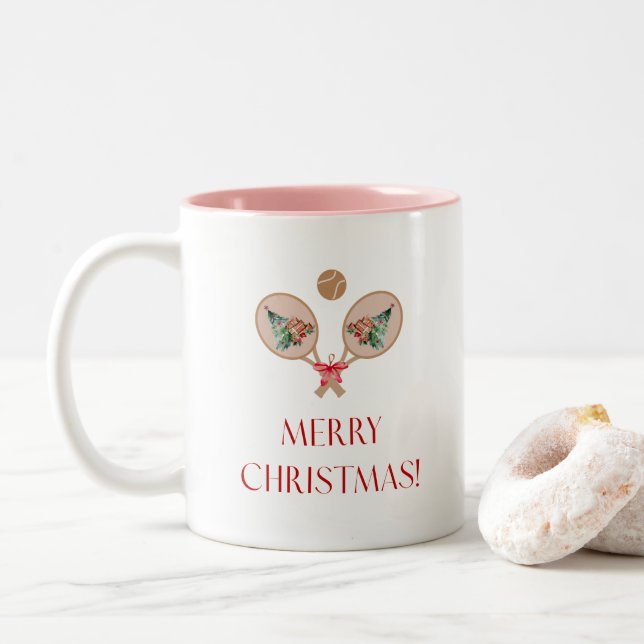 Padel Christmas Mug – Festive Padel Motifs (Avec donut)