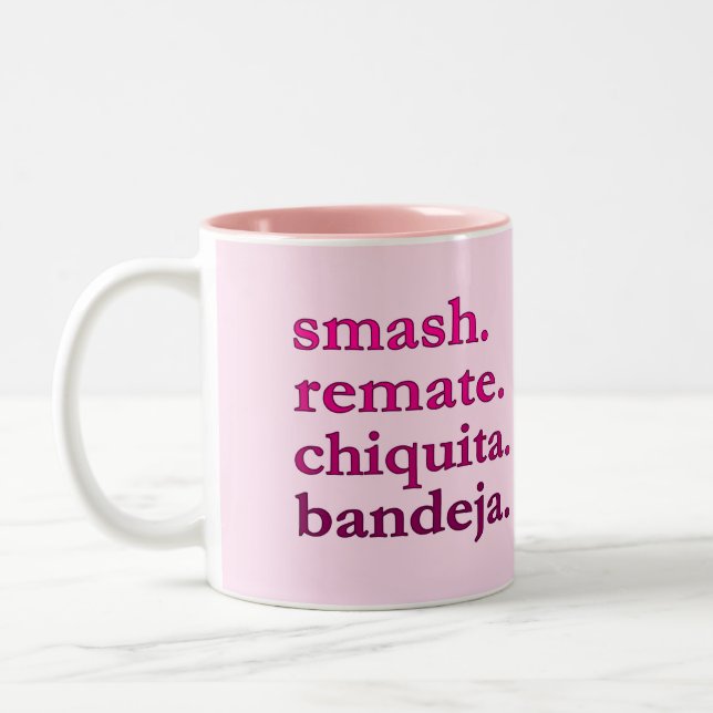 PADEL COFFEE MUG – WORD VIBES – BRIGHT LIGHT PINKS (Gauche)